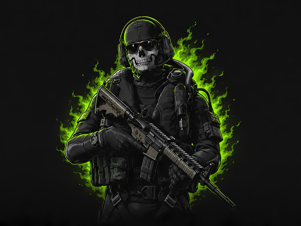 Ghost from Call of Duty with Weapon - XVGA wallpapers in 1024x768 resolution