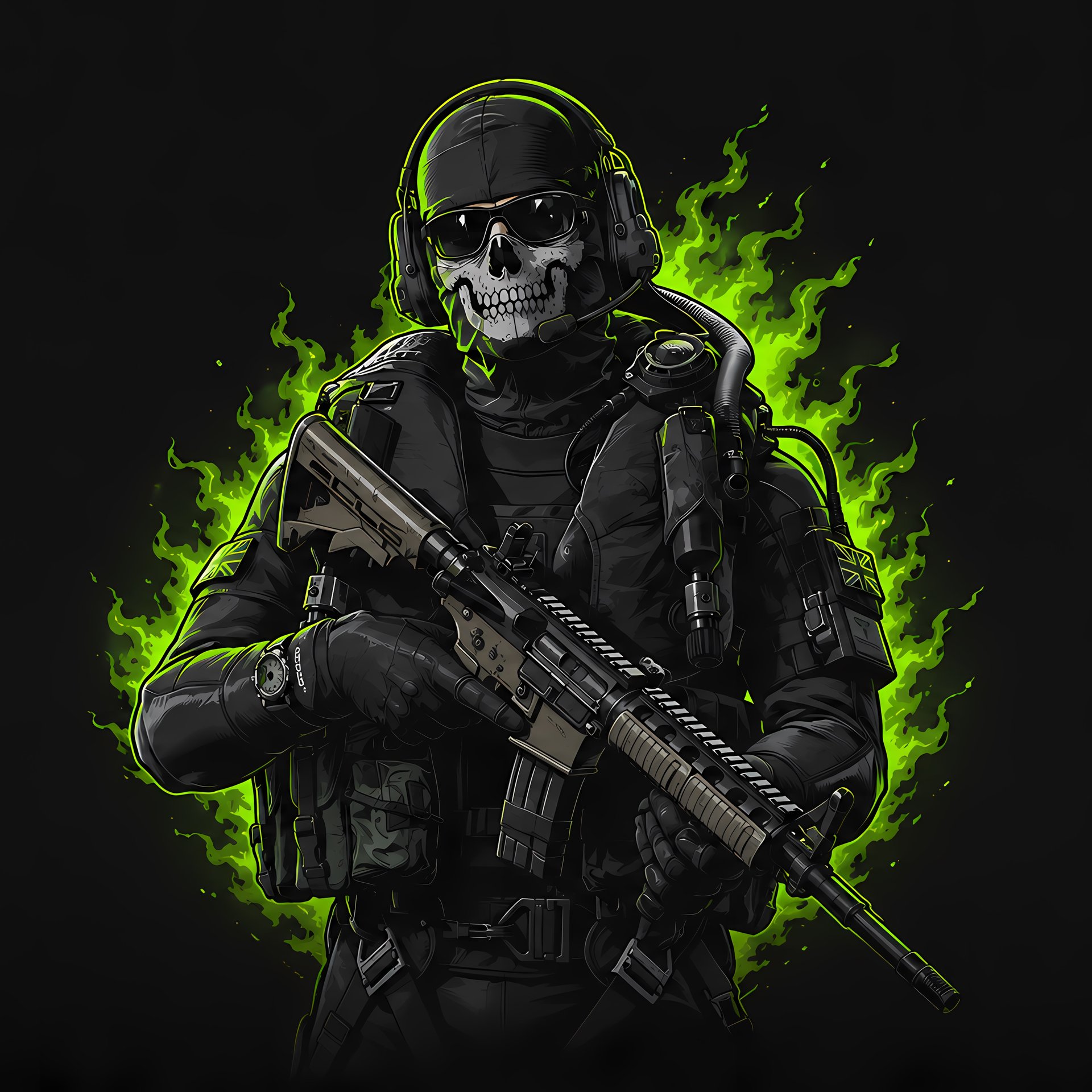 Ghost from Call of Duty with Weapon - Wallpapers for Samsung Galaxy Tab in 1920x1920 resolution