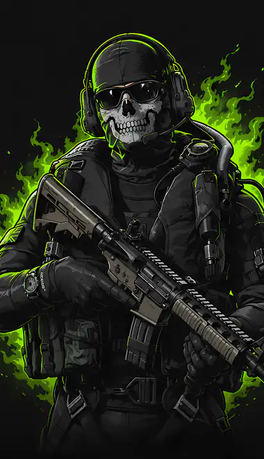 Wallpapers for iPhone 5/5S/5C/SE (640x1136): Call of Duty, ghost, soldier, fighter