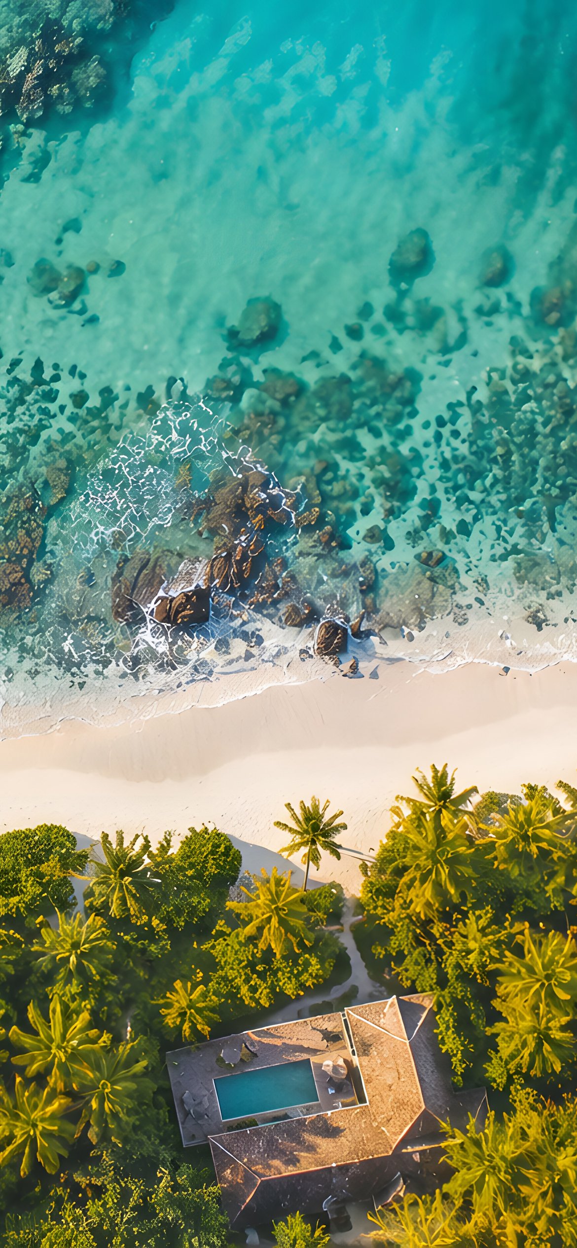 Tropical Coast with Ocean Villas - Wallpapers for iPhone 12 Pro/13 Pro/14 in 1170x2532 resolution