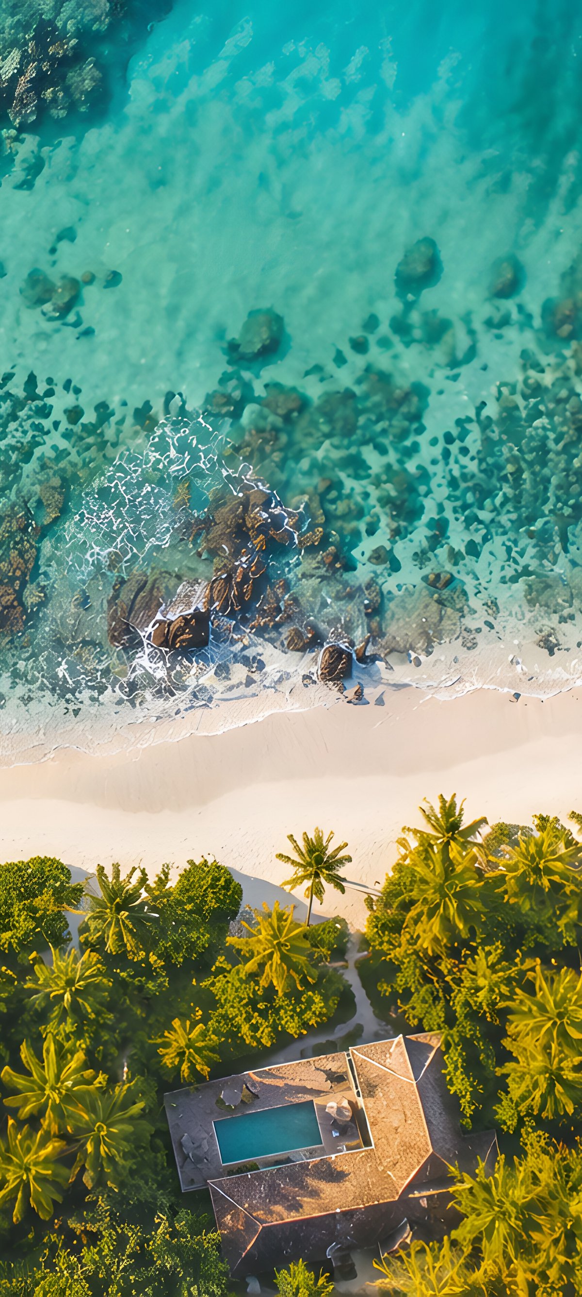 Tropical Coast with Ocean Villas - Wallpapers for Xiaomi 15 in 1200x2670 resolution