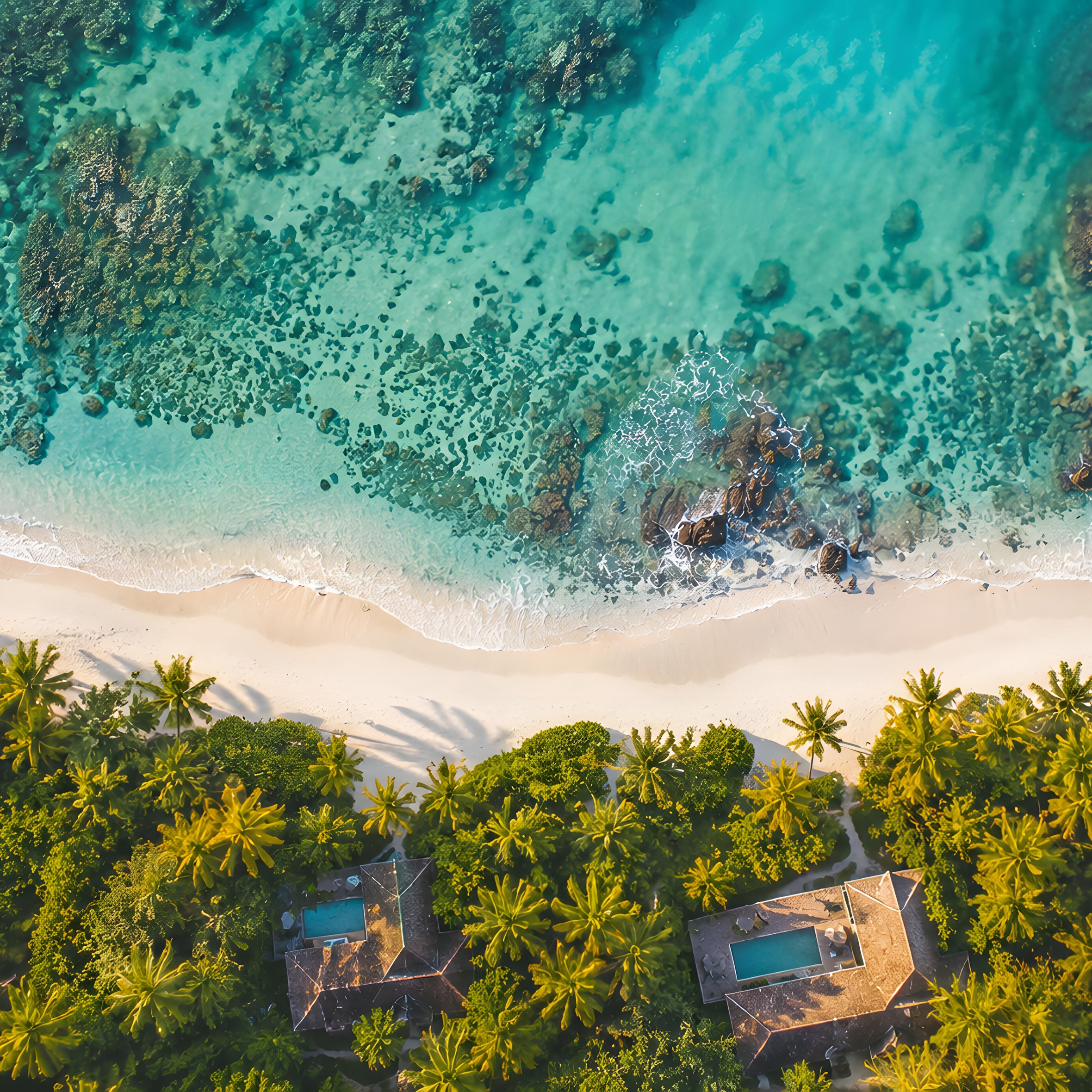 Tropical Coast with Ocean Villas - Wallpapers for iPad Air 10.9″ in 2360x2360 resolution