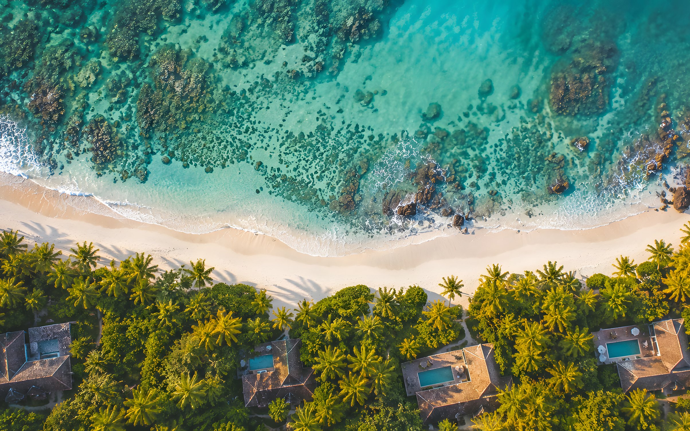 Tropical Coast with Ocean Villas - Wallpapers for MacBook Neo in 2408x1506 resolution