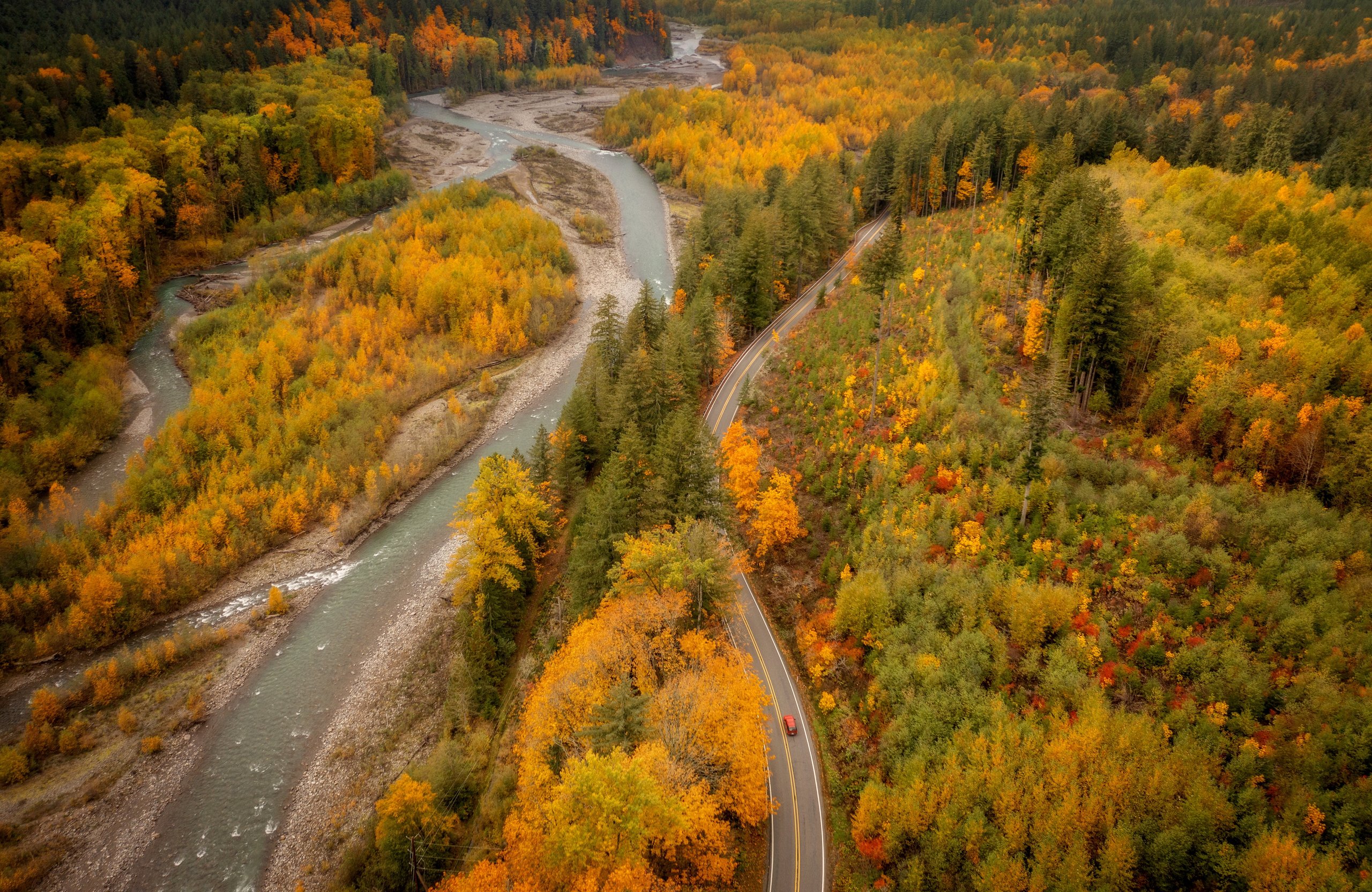 Autumn Forest Valley with a Stream - Wallpapers for Apple MacBook Air 13 M2″ in 2560x1664 resolution
