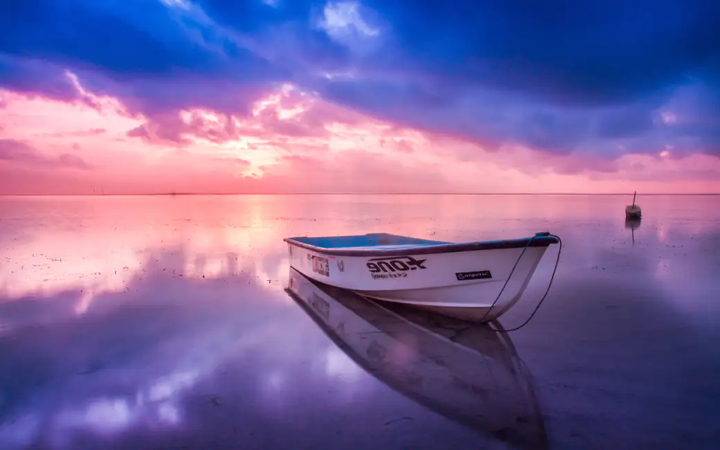 Colorful Sunset Over a Quiet Lake — desktop and phone wallpaper, free download