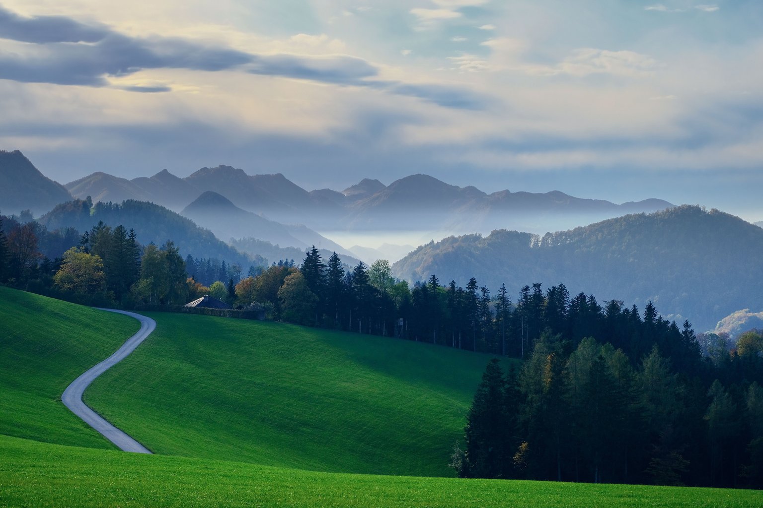 Flat green field and hills - Microsoft Surface 12.4″ wallpapers in 1536x1024 resolution