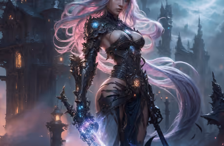 Fantasy Wallpaper Magic and Sorcery for SXGA screens (1280x1024): fantasy girl, warrior women, woman, pink hair