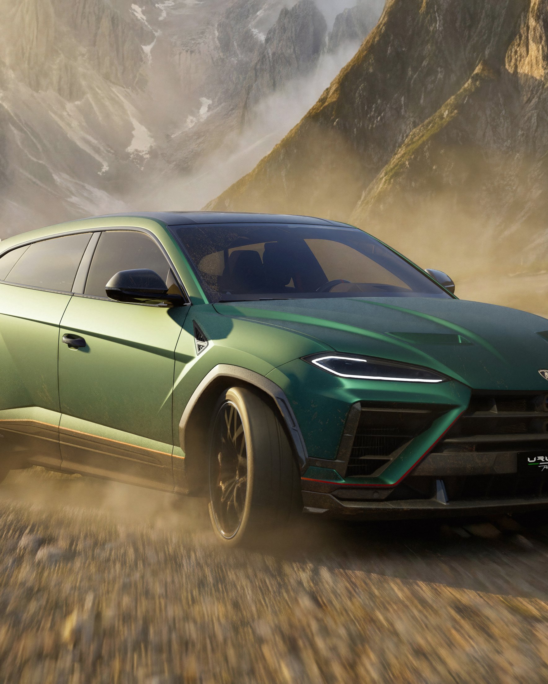 Green Lamborghini Urus SE on Road - Wallpapers for Samsung Galaxy Z Fold 2/3 in 1768x2208 resolution