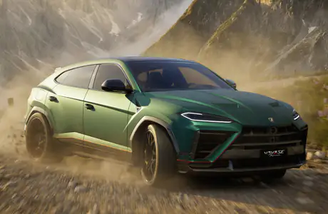 Обои для Samsung Galaxy Tab (1920x1920): Lamborghini Urus SE, горы, долина, дорога