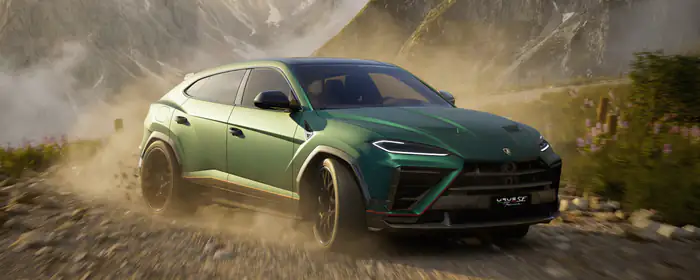 UltraWide 21:9 wallpapers (2560x1080): Lamborghini Urus SE, mountains, valley, road