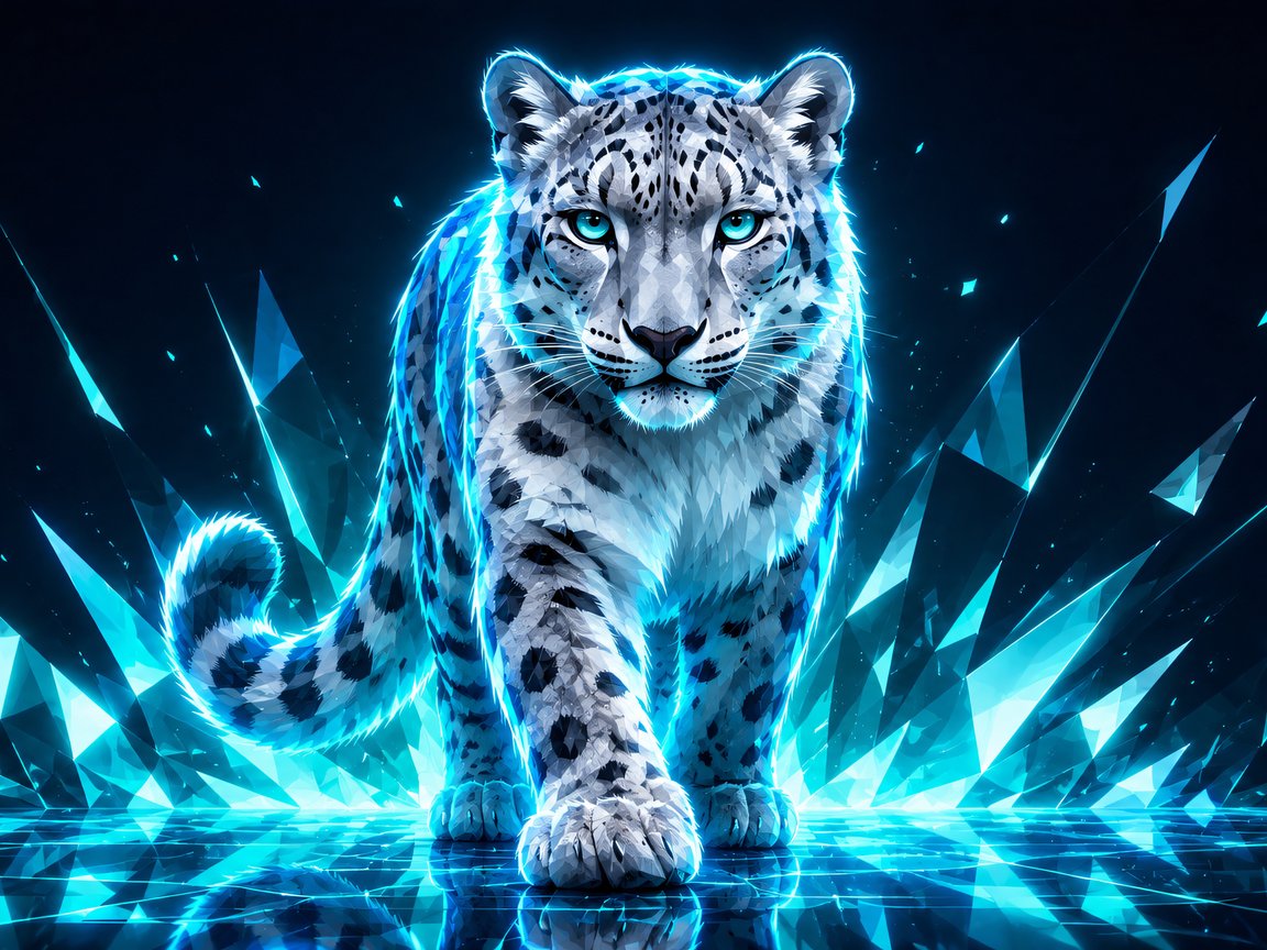 Low Poly Snow Leopard in Glass - XGA+ wallpapers in 1152x864 resolution