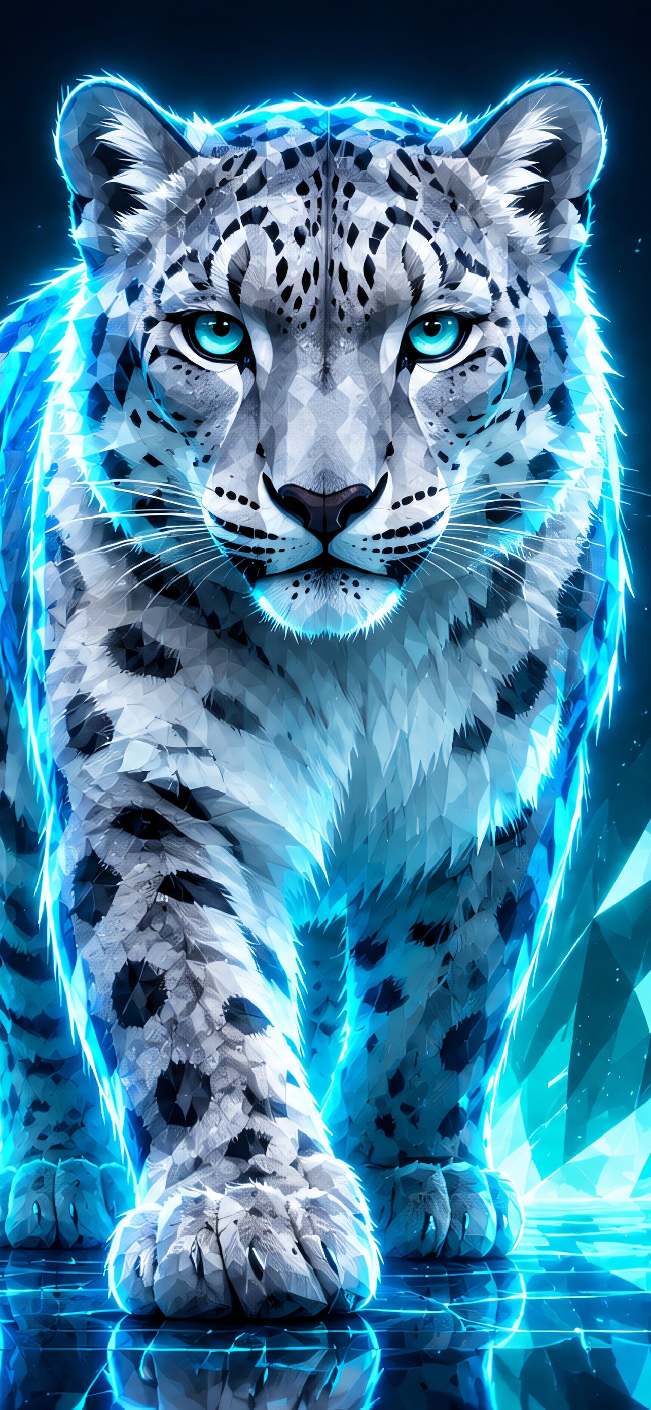 Low Poly Snow Leopard in Glass - Wallpapers for iPhone 13 Pro Max/12 Pro Max/14 Plus in 1284x2778 resolution