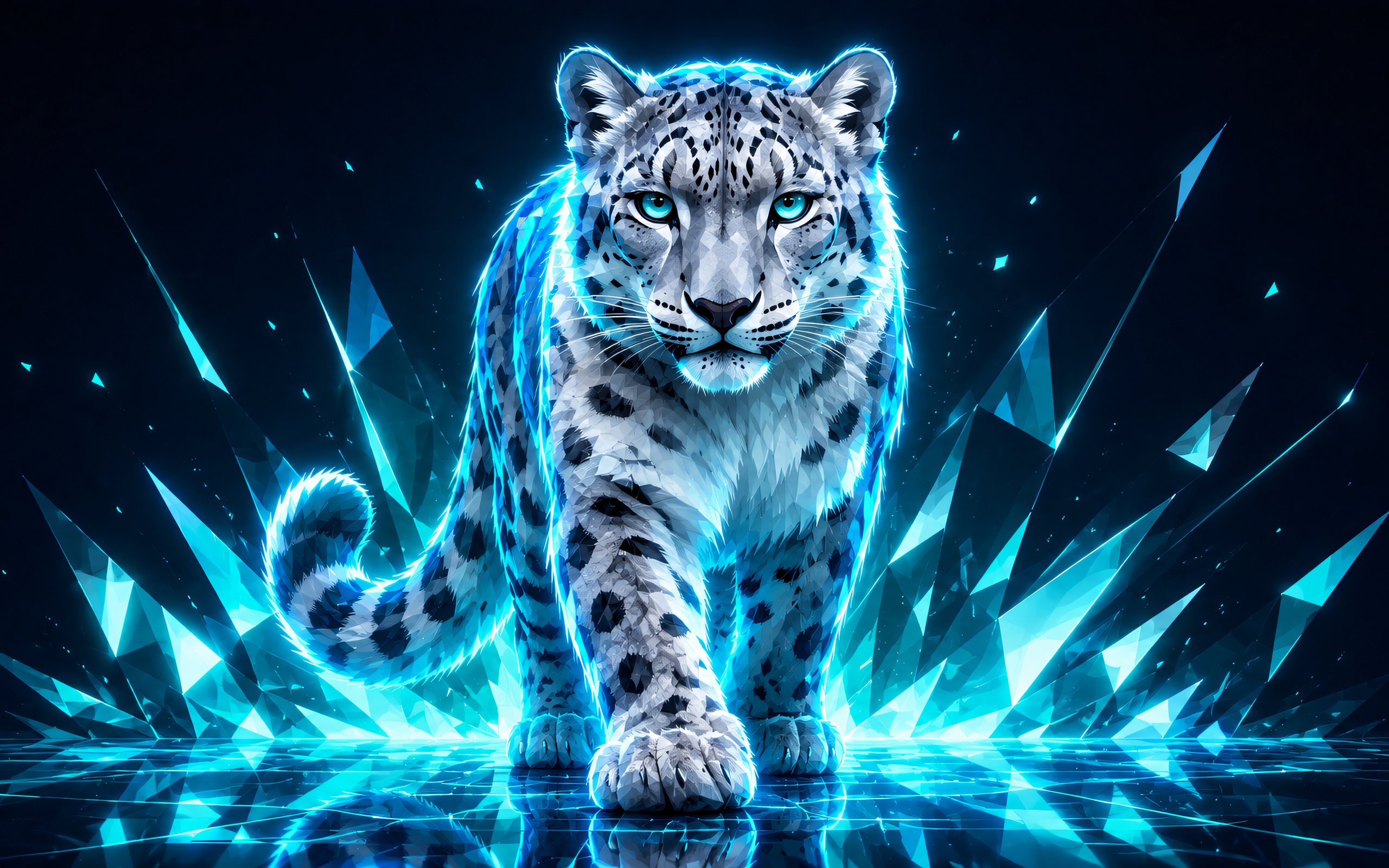 Low Poly Snow Leopard in Glass - WQXGA and for Apple MacBook Air 13 wallpapers in 2560x1600 resolution