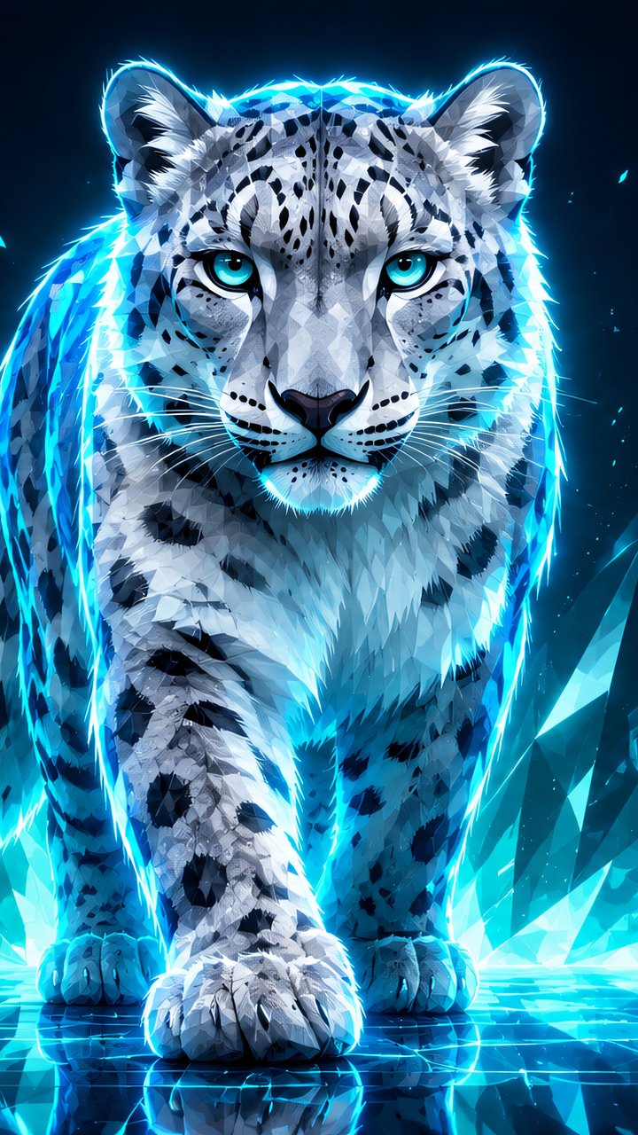 Low Poly Snow Leopard in Glass - Wallpapers for Samsung/LG in 720x1280 resolution