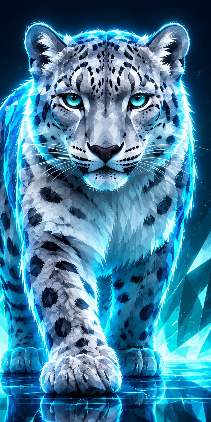 Low Poly Snow Leopard in Glass - Wallpapers for Samsung Galaxy A03s, Xiaomi Redmi 7A, POCO C3 in 720x1440 resolution