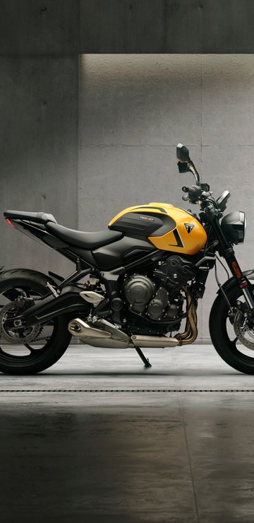 Triumph Trident 660 motorcycle in the garage - Wallpapers for Samsung in 360x740 resolution