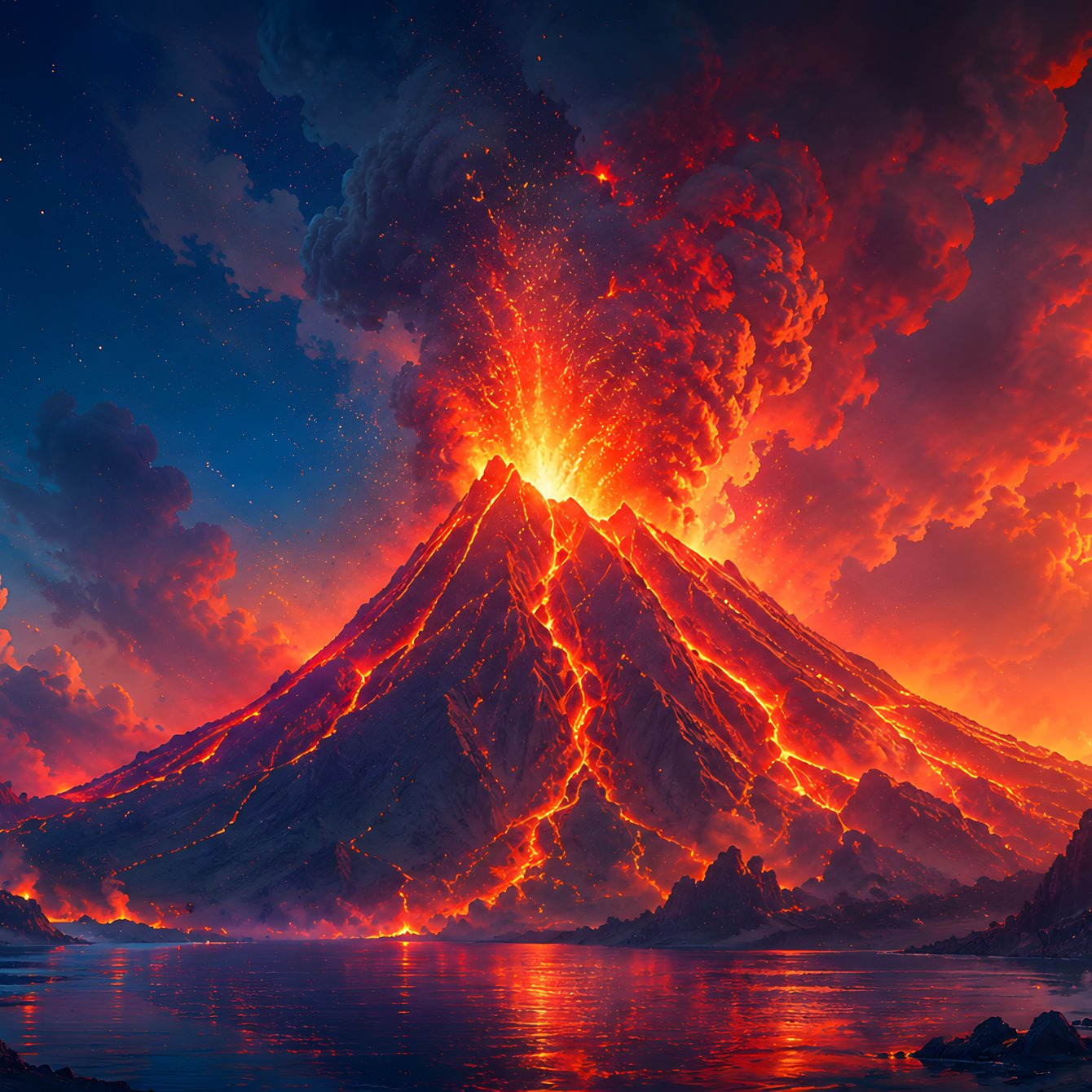 Volcanic eruption on the island - Wallpapers for Samsung Galaxy Tab in 1340x1340 resolution