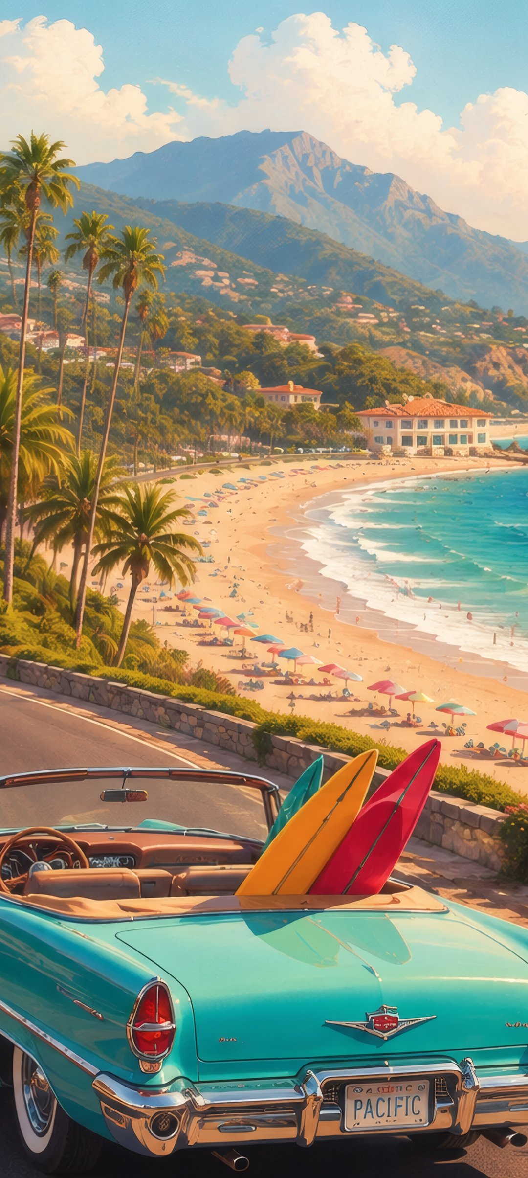 Convertible on a Tropical Coast - Wallpapers for Samsung Galaxy A13/A14/A53, Realme 12 Pro 5G, POCO M5 in 1080x2408 resolution