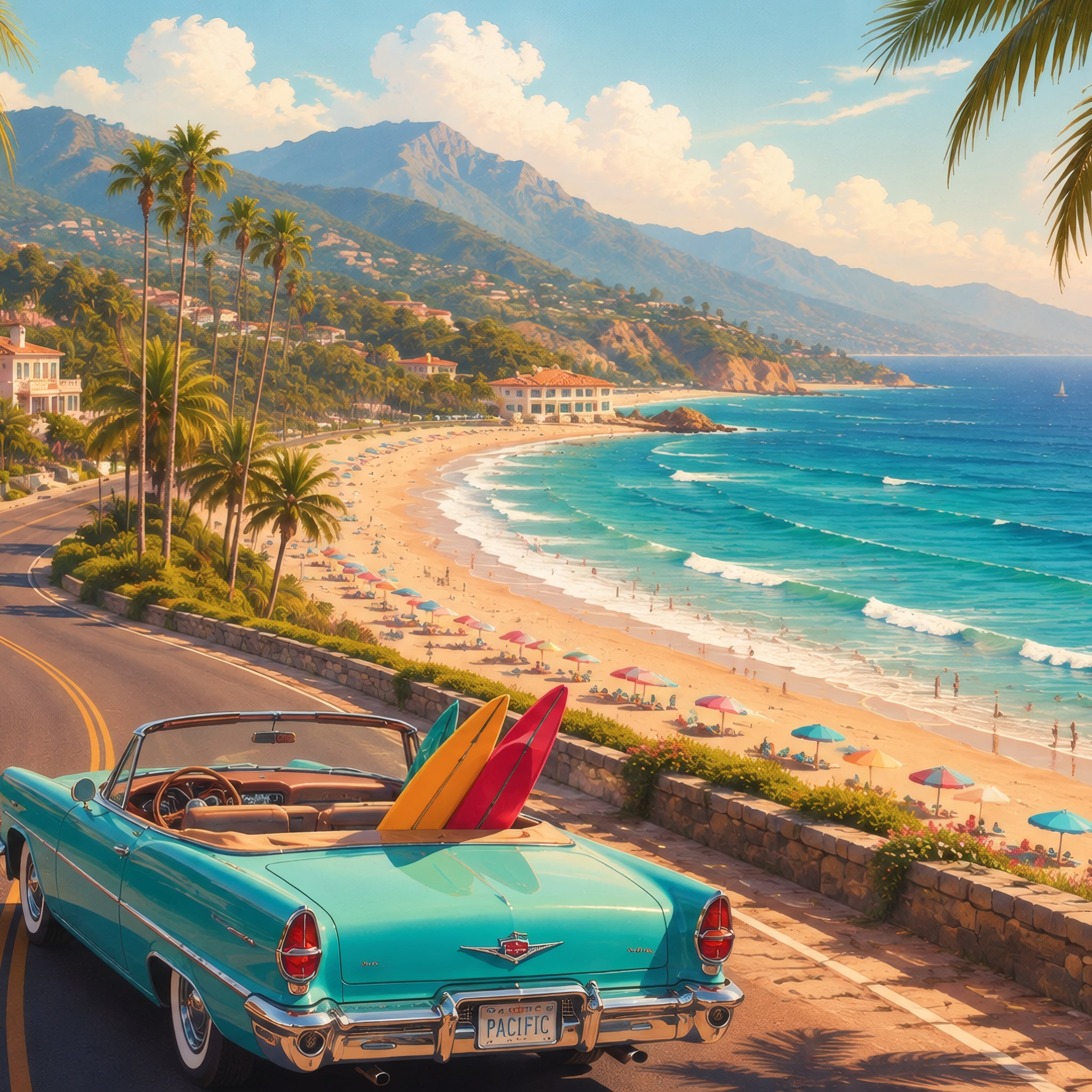 Convertible on a Tropical Coast - Wallpapers for iPad Retina in 2048x2048 resolution
