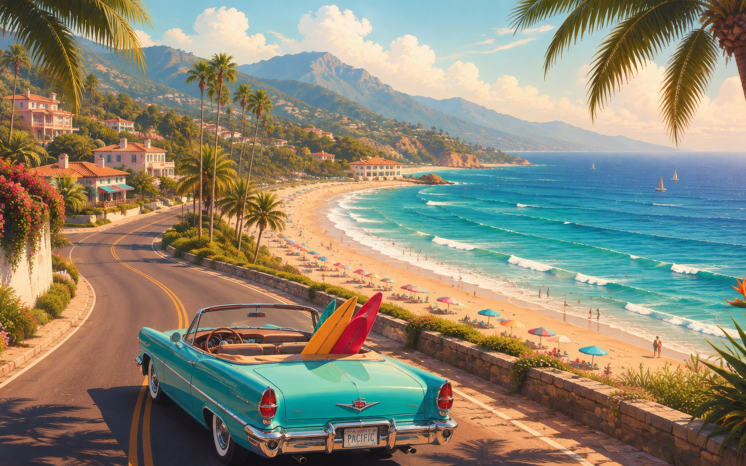 Convertible on a Tropical Coast - Wallpapers for Apple MacBook 16″ in 3072x1920 resolution