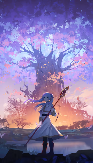 Staff Wallpapers for iPhone 15 Pro Max/14 Pro Max (1290x2796): elf, magic, antiquity, fantasy girl