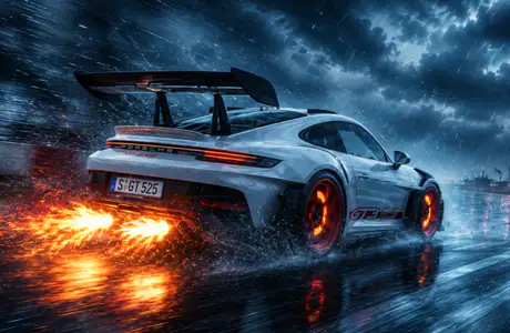 Обои для Samsung Galaxy Tab (1920x1920): Porsche 911 GT3 RS, гонка, спойлер, карбон