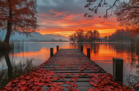 WXGA_1280 wallpapers (1280x800): autumn, sunset, evening, autumn leaves