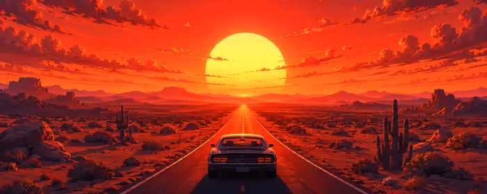 UltraWide 21:9 Highway wallpapers (3440x1440): sunset, evening, colorful sunset, desert