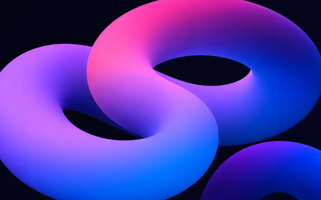 Neon Spiral Rings in Gradient Glow — desktop and phone wallpaper, free download