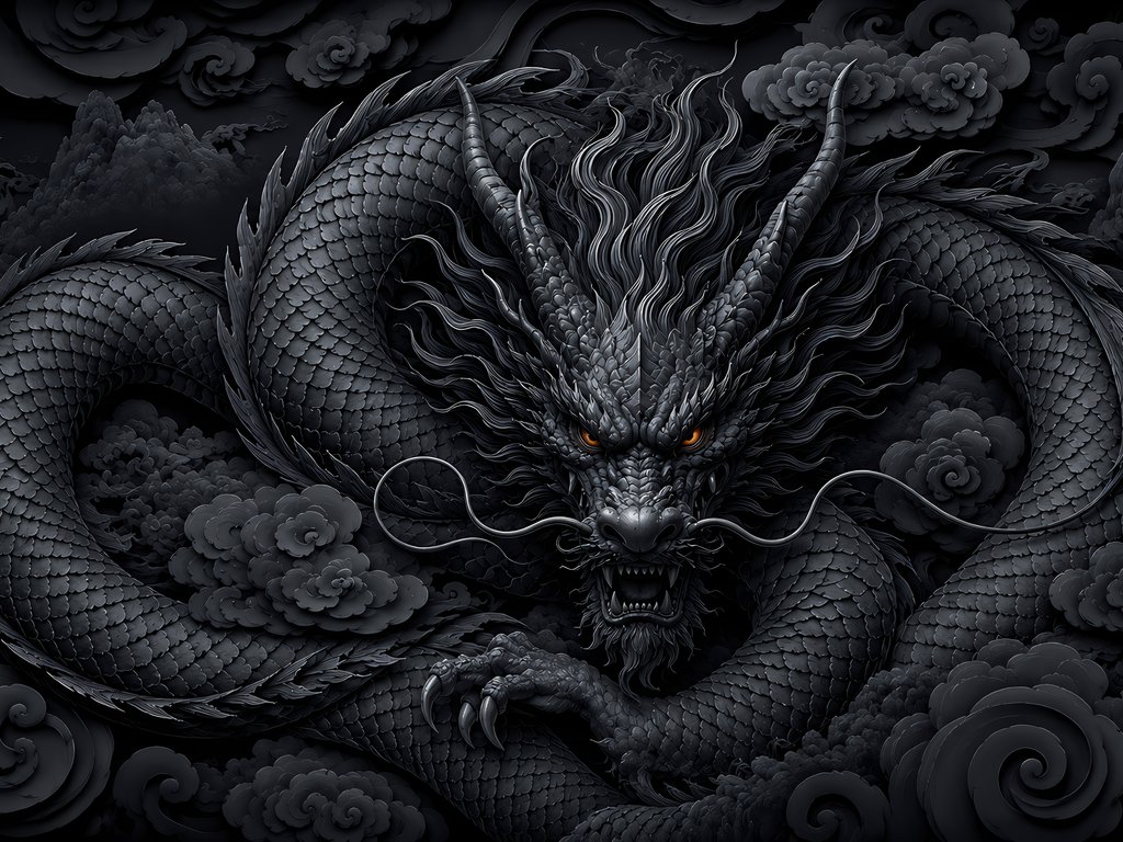 Mythological Dragon in Darkness - XVGA wallpapers in 1024x768 resolution