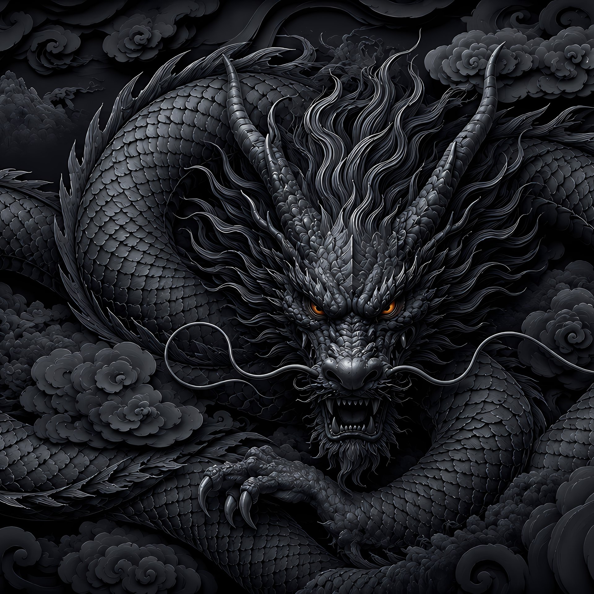 Mythological Dragon in Darkness - Wallpapers for Samsung Galaxy Tab in 1920x1920 resolution