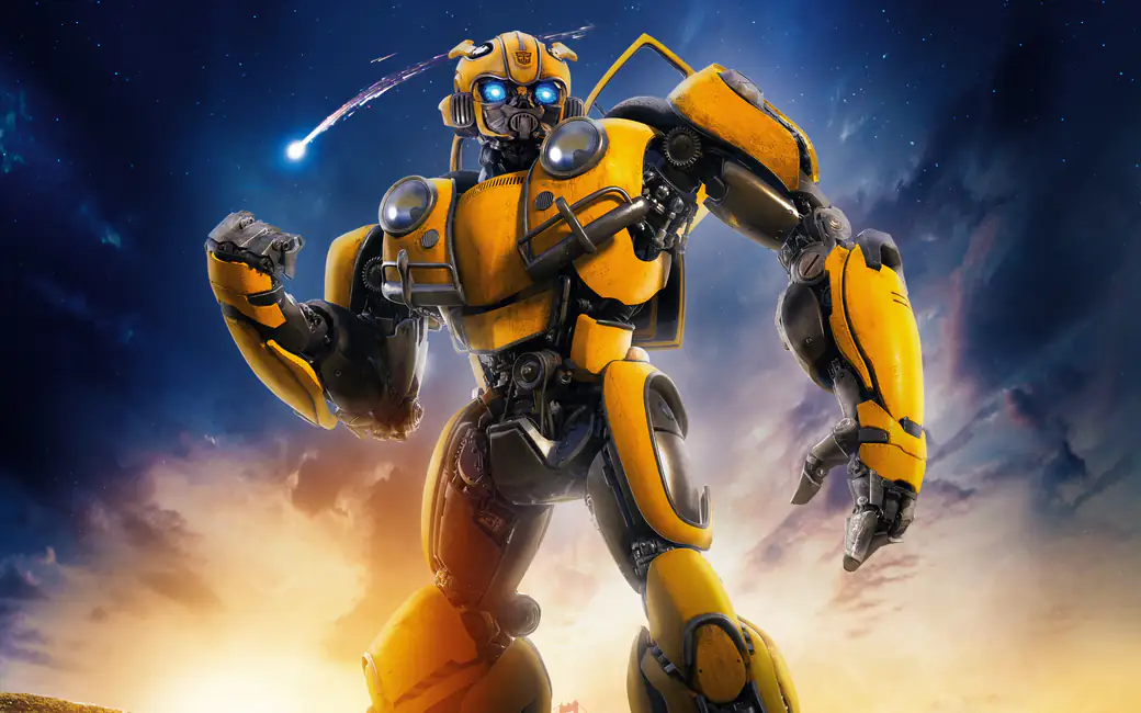 Bumblebee Beneath a Cosmic Sky — desktop and phone wallpaper, free download