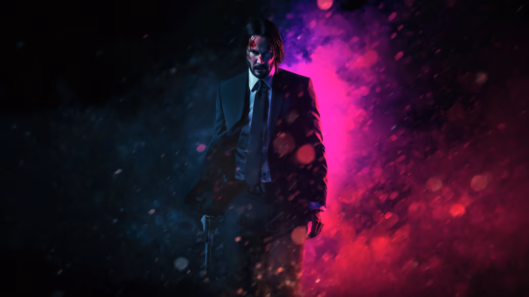 John Wick in a jacket in a dramatic scene — desktop and phone wallpaper, free download