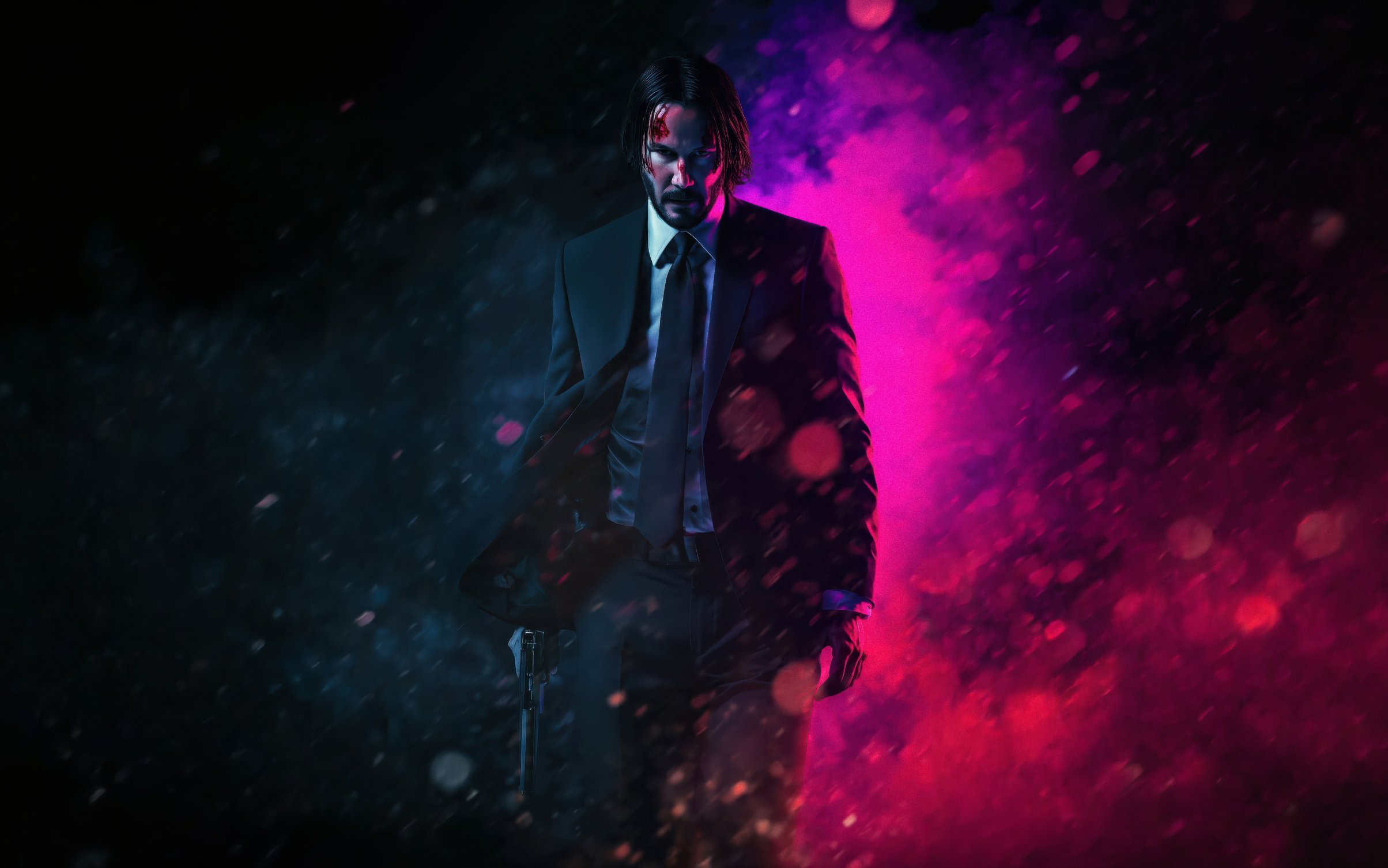 John Wick in a jacket in a dramatic scene - Wallpapers for MacBook Neo in 2408x1506 resolution
