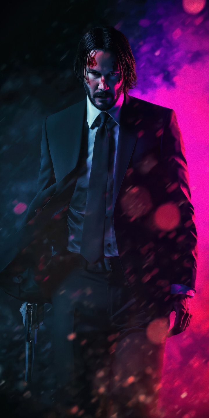 John Wick in a jacket in a dramatic scene - Wallpapers for Samsung Galaxy A03s, Xiaomi Redmi 7A, POCO C3 in 720x1440 resolution