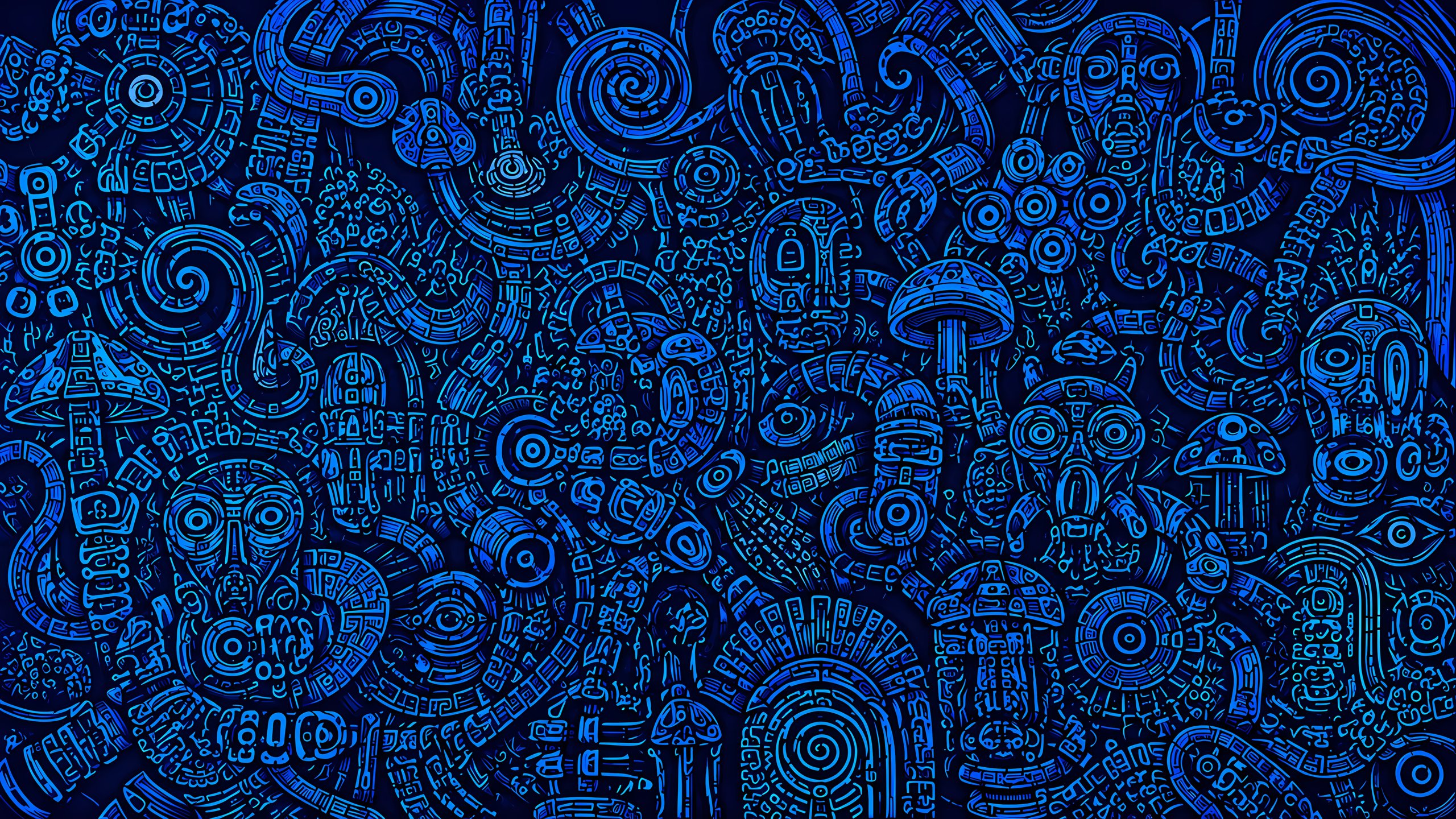 Surreal Blue Mechanical Ornament - 2K Quad HD wallpapers in 2560x1440 resolution