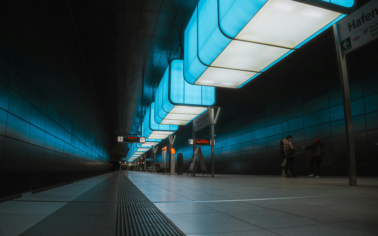 Futuristic Subway Station Design with Blue Lights