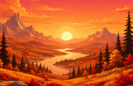 Wallpapers for Apple MacBook 12″ (2304x1440): autumn, sunset, mountains, valley
