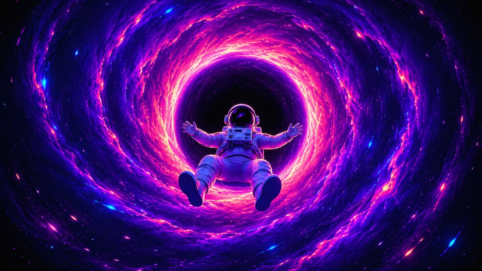 Astronaut Falling Through a Black Hole - wXGA++ wallpapers in 1600x900 resolution