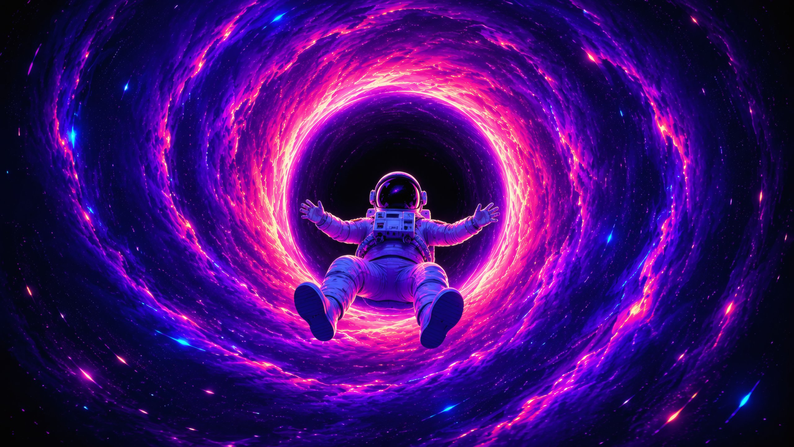 Astronaut Falling Through a Black Hole - 2K Quad HD wallpapers in 2560x1440 resolution