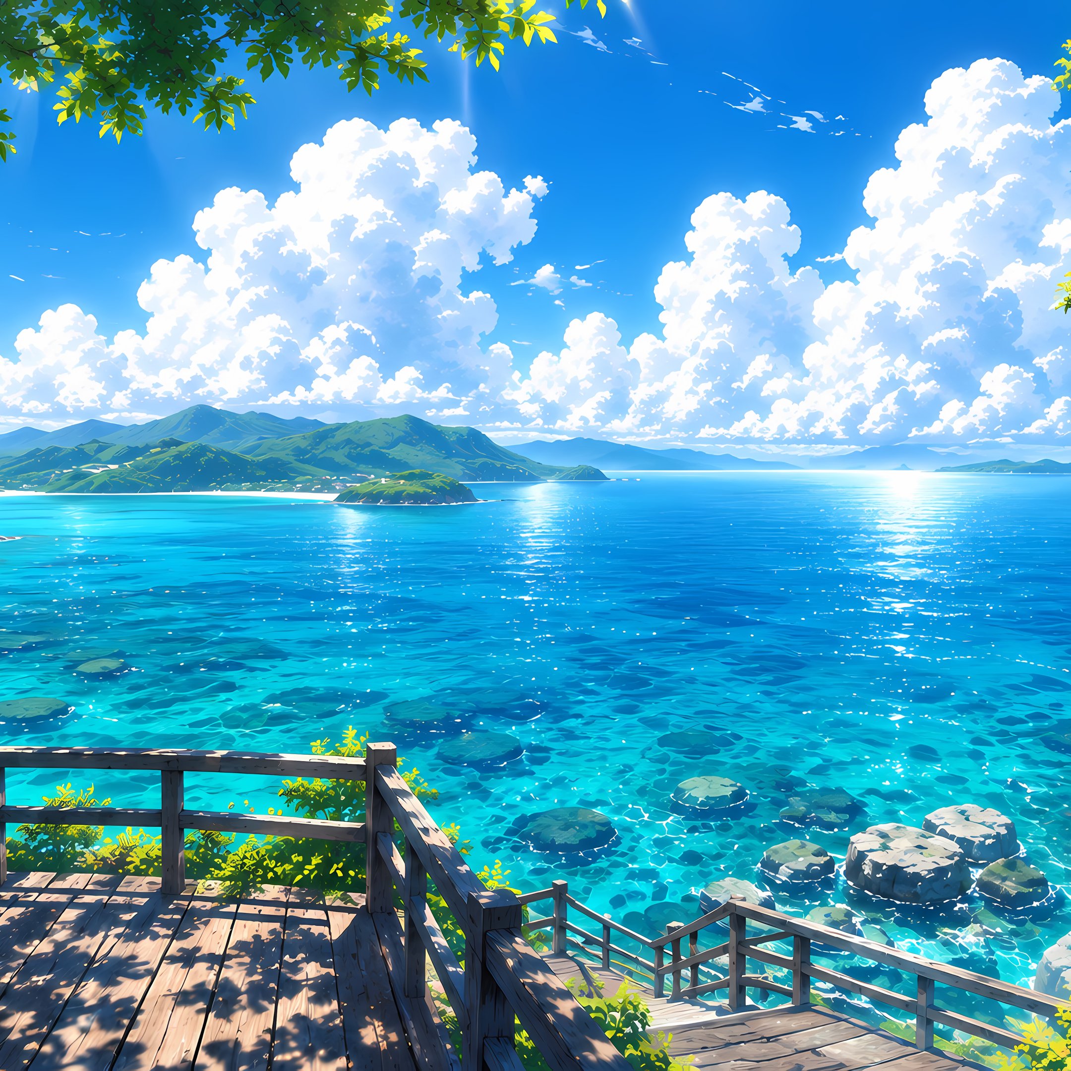 Colorful coast with clear water - Wallpapers for iPad 10.2″ in 2160x2160 resolution