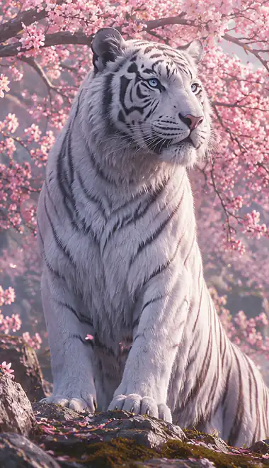 Animals Wallpapers for HTC/BlackBerry (480x640): white Tiger, big cat, wild animals, spring