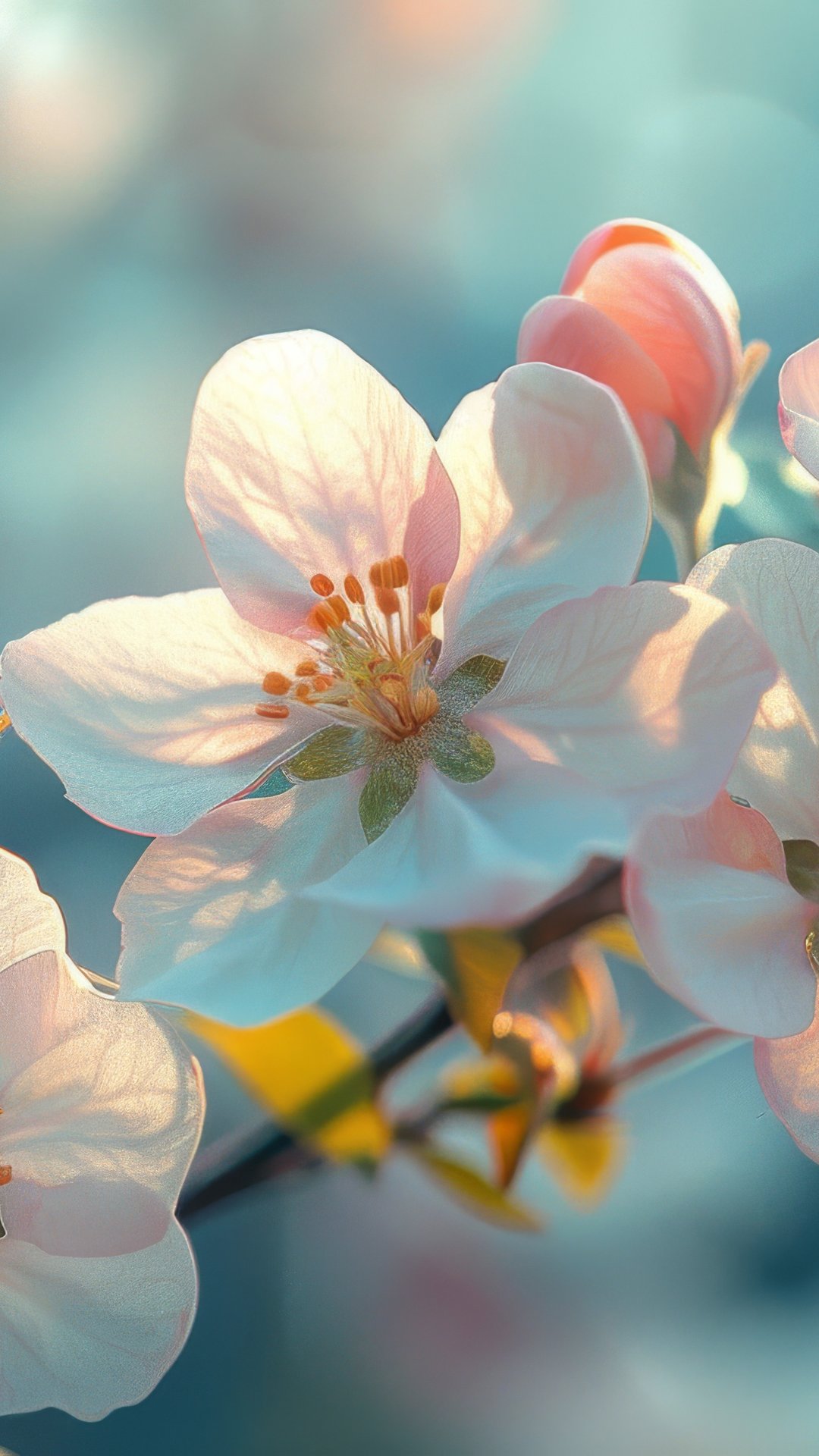 White-Pink Cherry Blossoms in Spring - Wallpapers for Samsung, Honor, Sony in 1080x1920 resolution