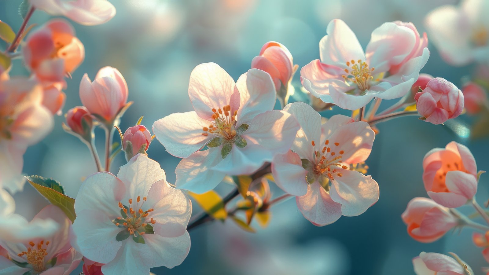 White-Pink Cherry Blossoms in Spring - wXGA++ wallpapers in 1600x900 resolution