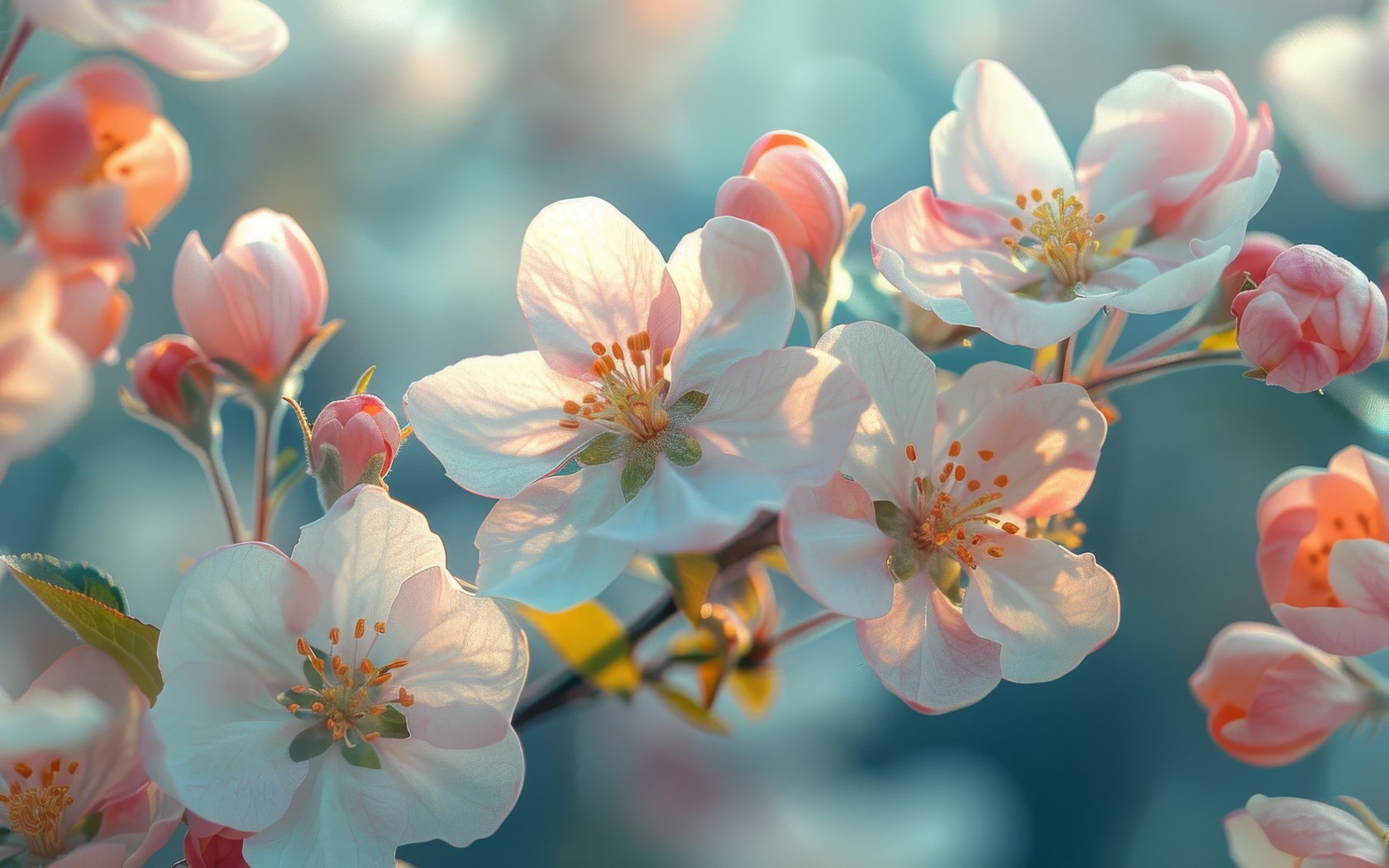 White-Pink Cherry Blossoms in Spring - WSXGA+ wallpapers in 1680x1050 resolution