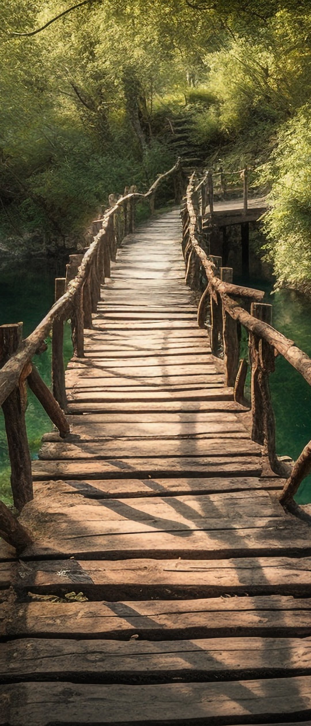 Wooden Bridge Over a Forest River - Wallpapers for Samsung Galaxy Z Flip7, Sony Xperia 5 II/5 III/5 V/10 IV/10 V, Xiaomi Mix Fold 3 in 1080x2520 resolution
