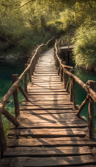 Nature wallpapers: bridge, river, forest, trees