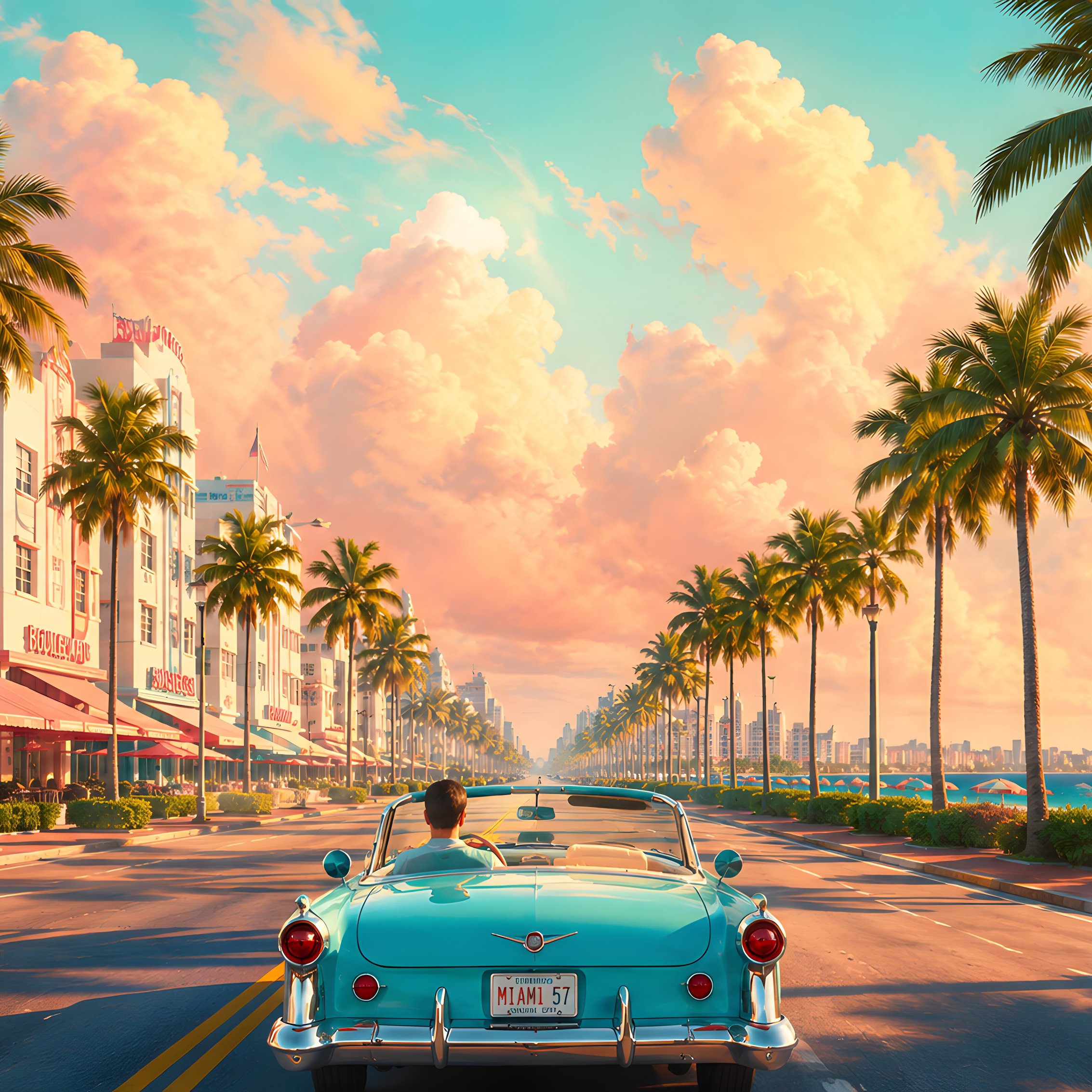 Золотой час в Майами-Бич - Обои для iPad mini 8.3″ в разрешении 2266x2266