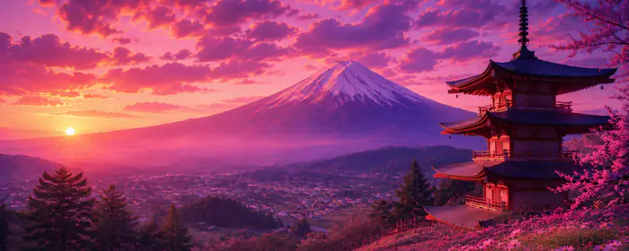 UltraWide 32:9 wallpapers (5120x1440): Japan, Fuji, sunset, mountains