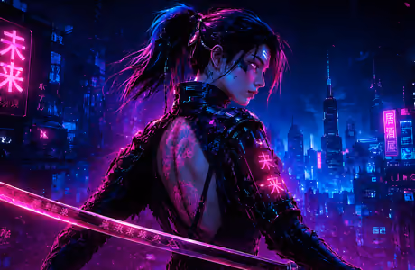 WSXGA+ Cityscape wallpapers (1680x1050): fantasy girl, warrior women, cyberpunk, woman